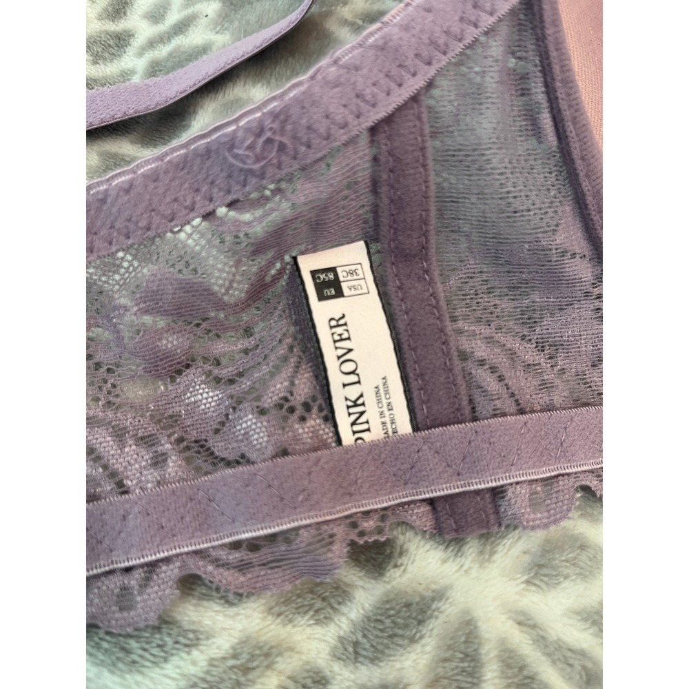 Lavender Lace Push Up Bra 38C Underwire Padded Bra Coquette Romantic Soft Girl - Picture 7 of 8